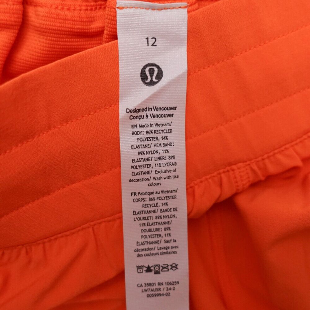 New Lululemon Size 12 Hotty Hot Low Rise LR Lined Short 2.5" LITO Lit Orange - Picture 7 of 9
